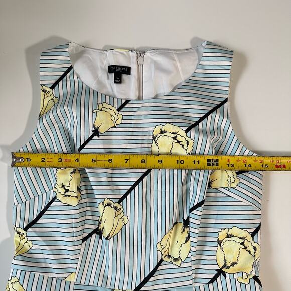 Talbots NWOT Women's 2P 2 Petite Sleeveless Striped and Floral Fit & Flare Dress - Picture 8 of 10